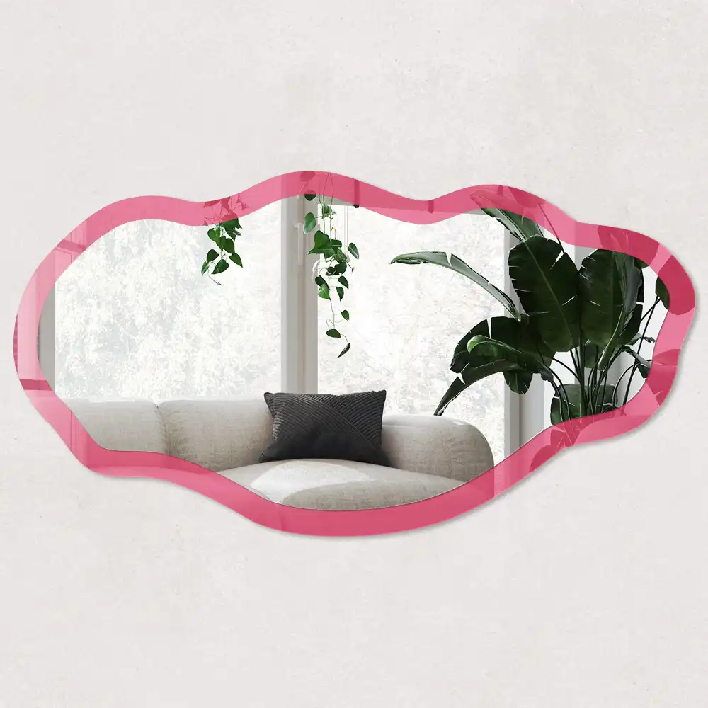 Miroir décoratif irrégulier à impression rose énergique