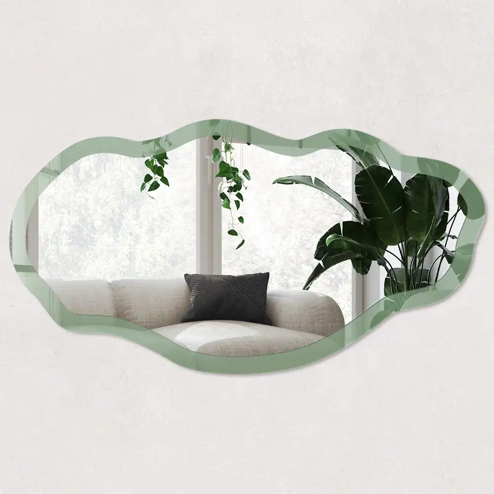 Miroir décoratif irrégulier avec impression vert adouci