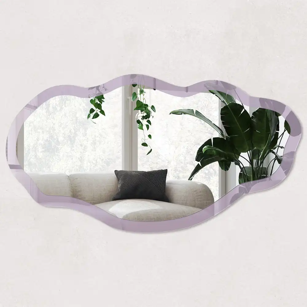Miroir irrégulier à motif imprimé violet lilas