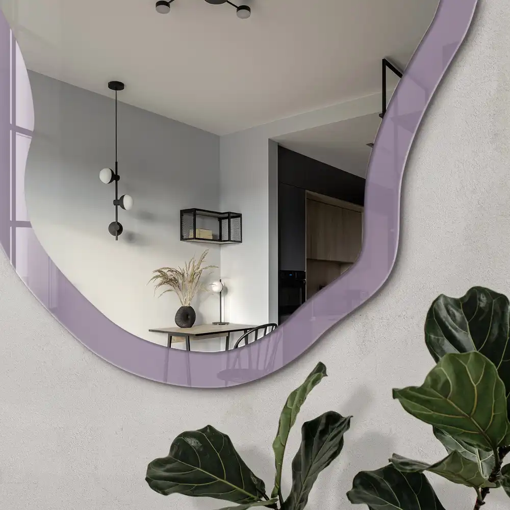 Miroir irrégulier à motif imprimé violet lilas
