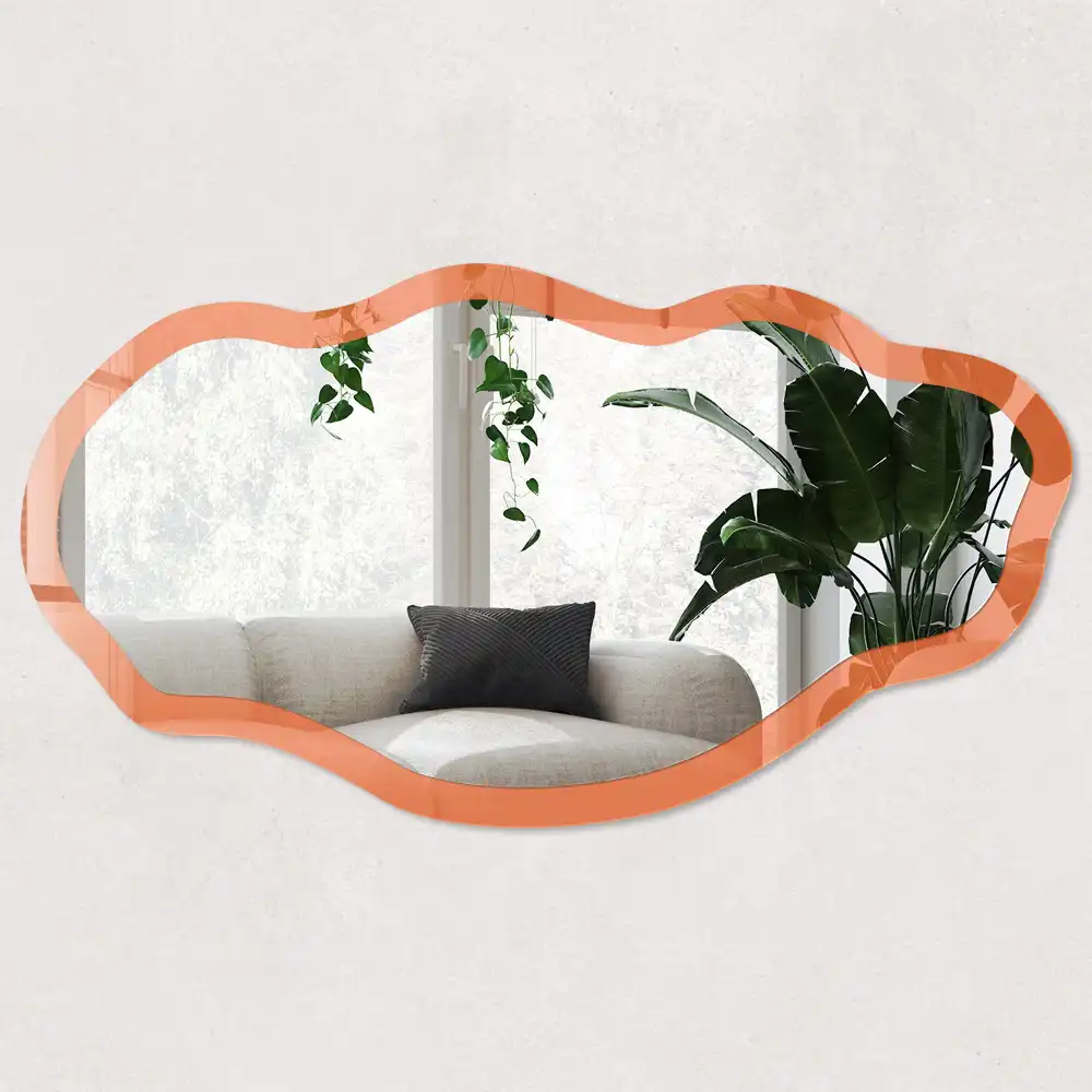 Miroir irrégulier avec impression orange vif