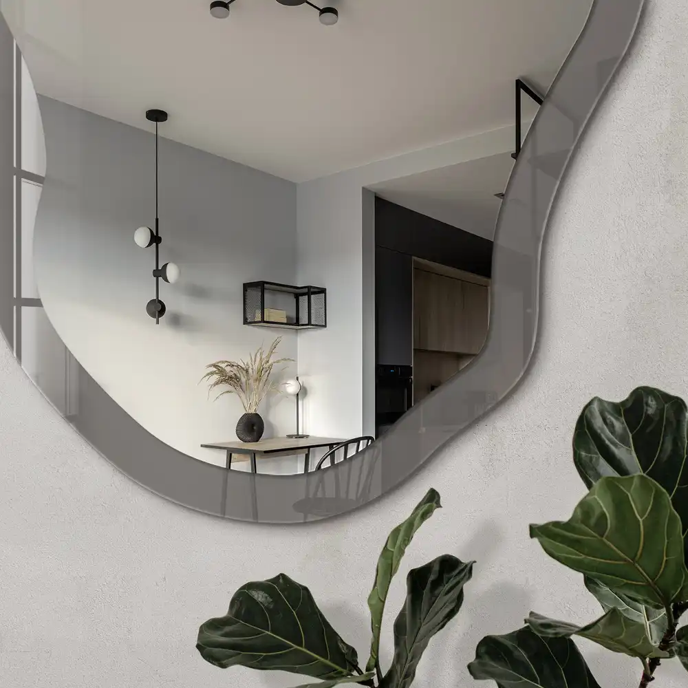 Miroir irrégulier avec impression gris foncé