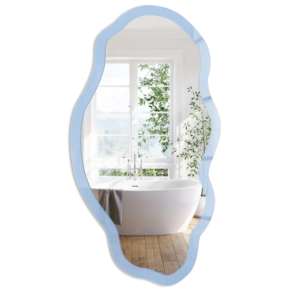Miroir décoratif irrégulier avec impression bleu bébé