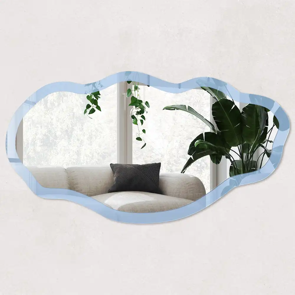 Miroir décoratif irrégulier avec impression bleu bébé