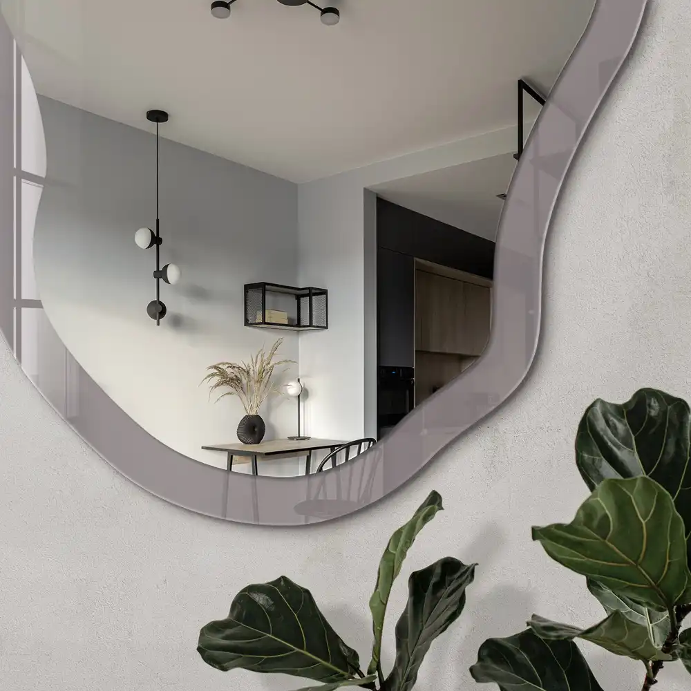 Miroir décoratif irrégulier avec impression gris cendré