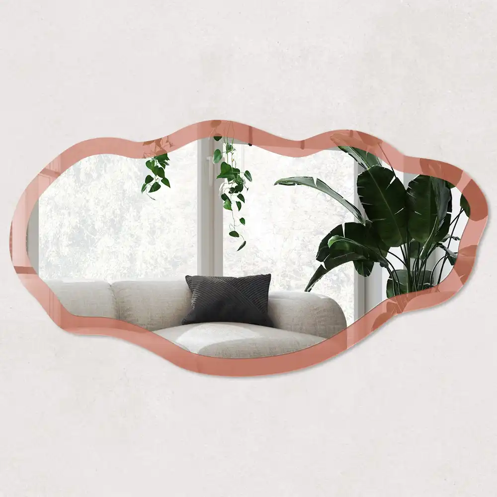 Miroir irrégulier avec impression couleur brique