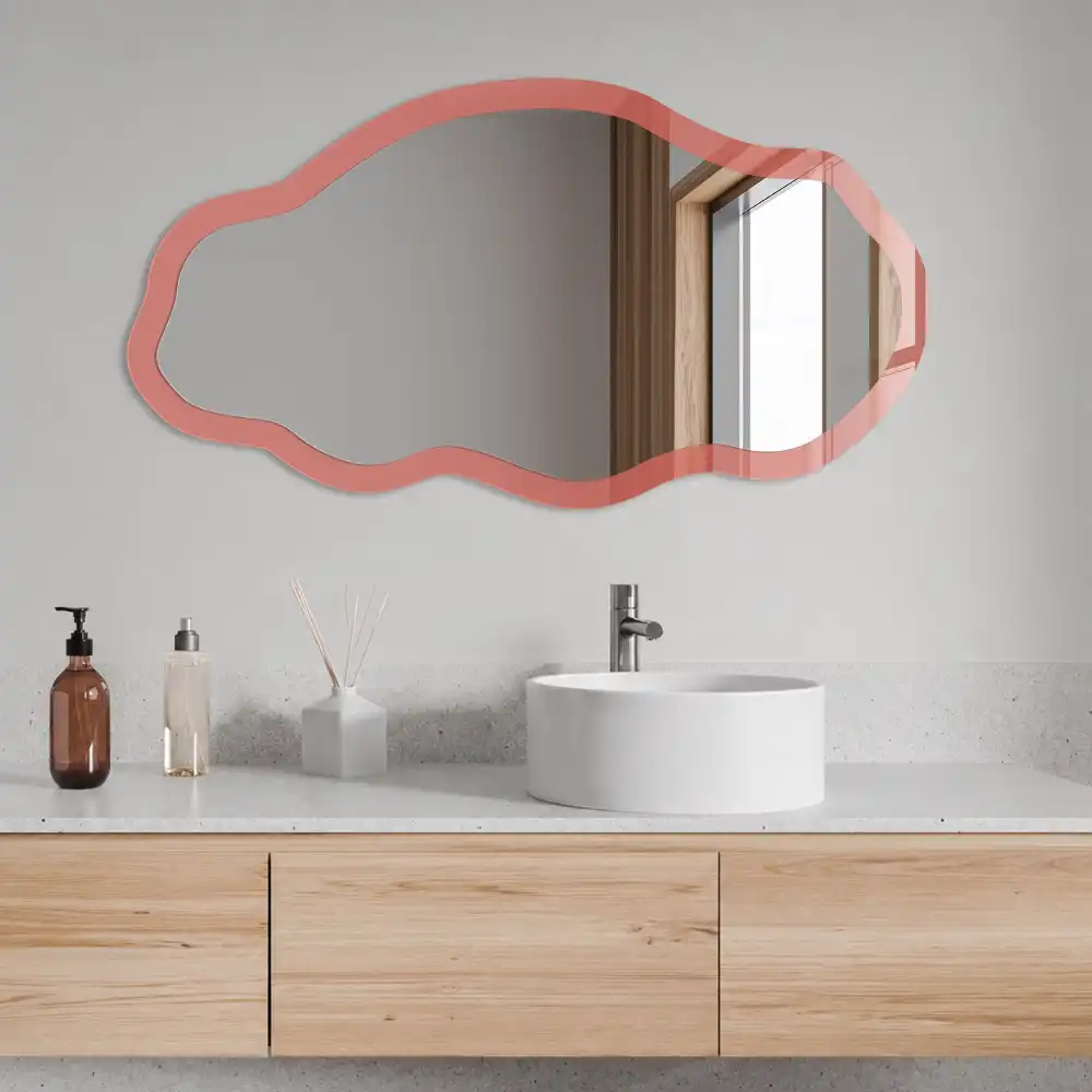 Miroir décoratif irrégulier à impression saumon foncé