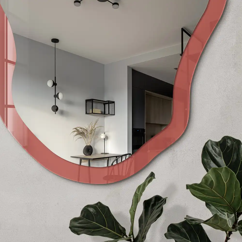 Miroir décoratif irrégulier à impression saumon foncé