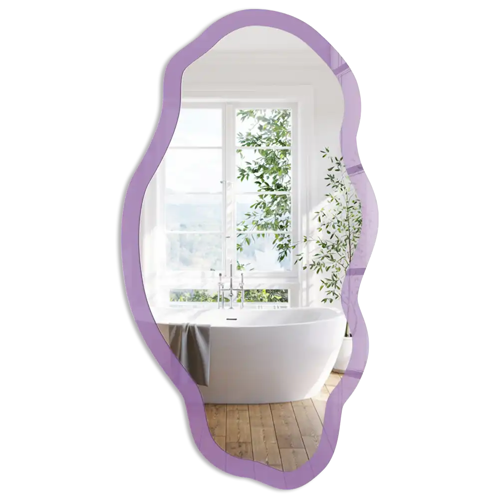 Miroir encadré à impression de forme irrégulière violet