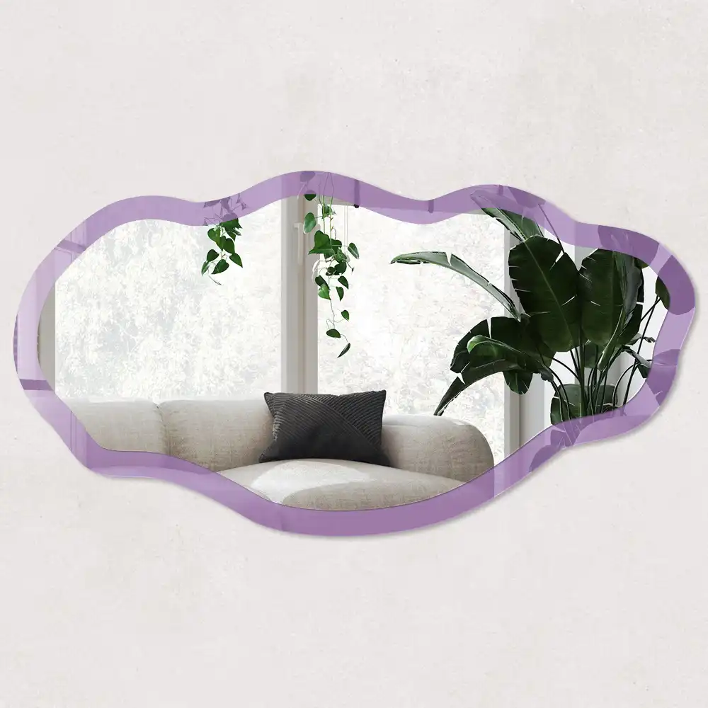 Miroir encadré à impression de forme irrégulière violet