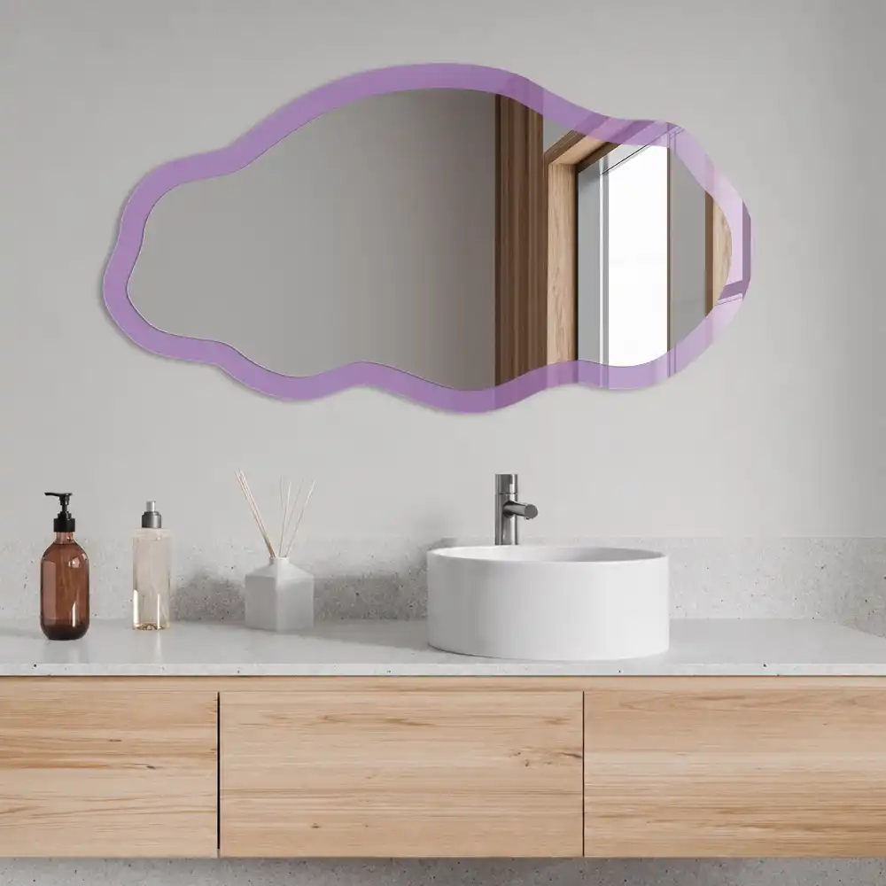 Miroir encadré à impression de forme irrégulière violet