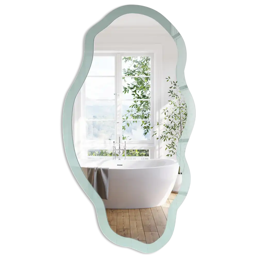 Miroir irrégulier avec impression dégradé turquoise