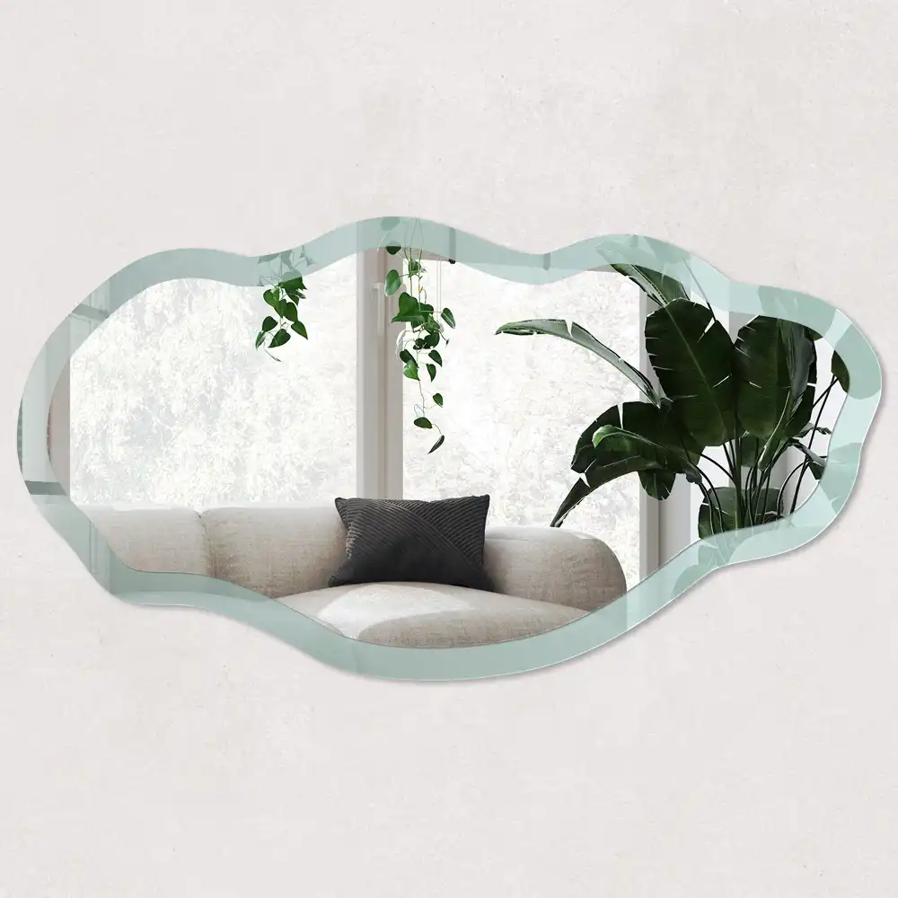 Miroir irrégulier avec impression dégradé turquoise