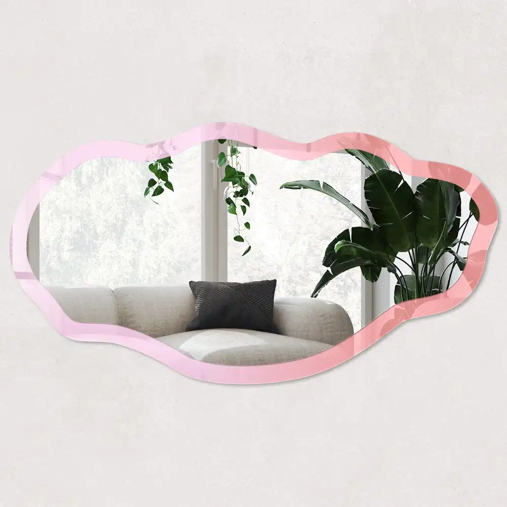 Miroir encadré avec impression forme irrégulière dégradé doux