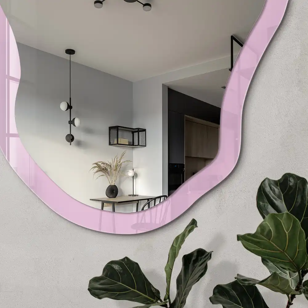 Miroir encadré avec impression forme irrégulière dégradé doux
