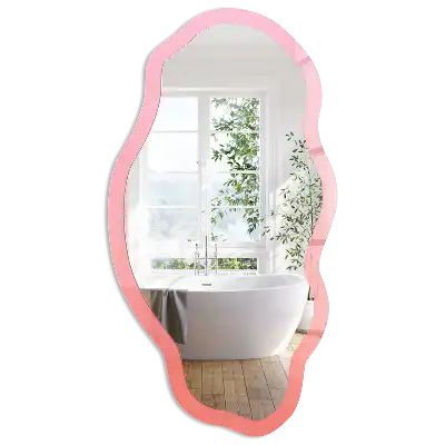 Miroir irrégulier à impression rose et orange