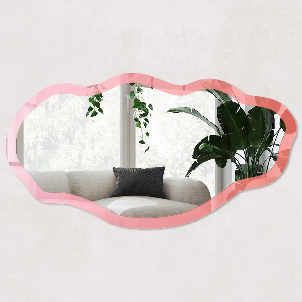 Miroir irrégulier à impression rose et orange