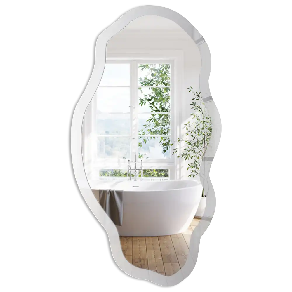Miroir encadré à impression dégradée grise forme irrégulière