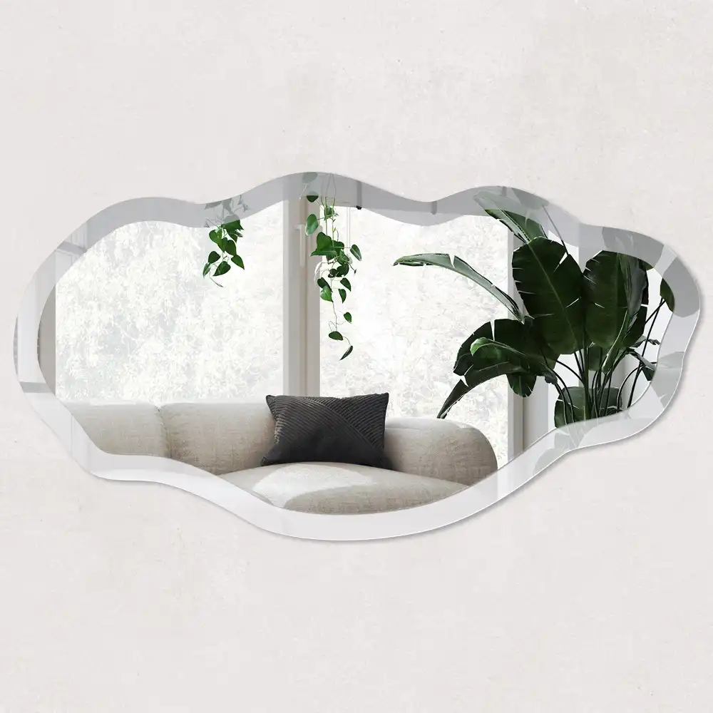Miroir encadré à impression dégradée grise forme irrégulière