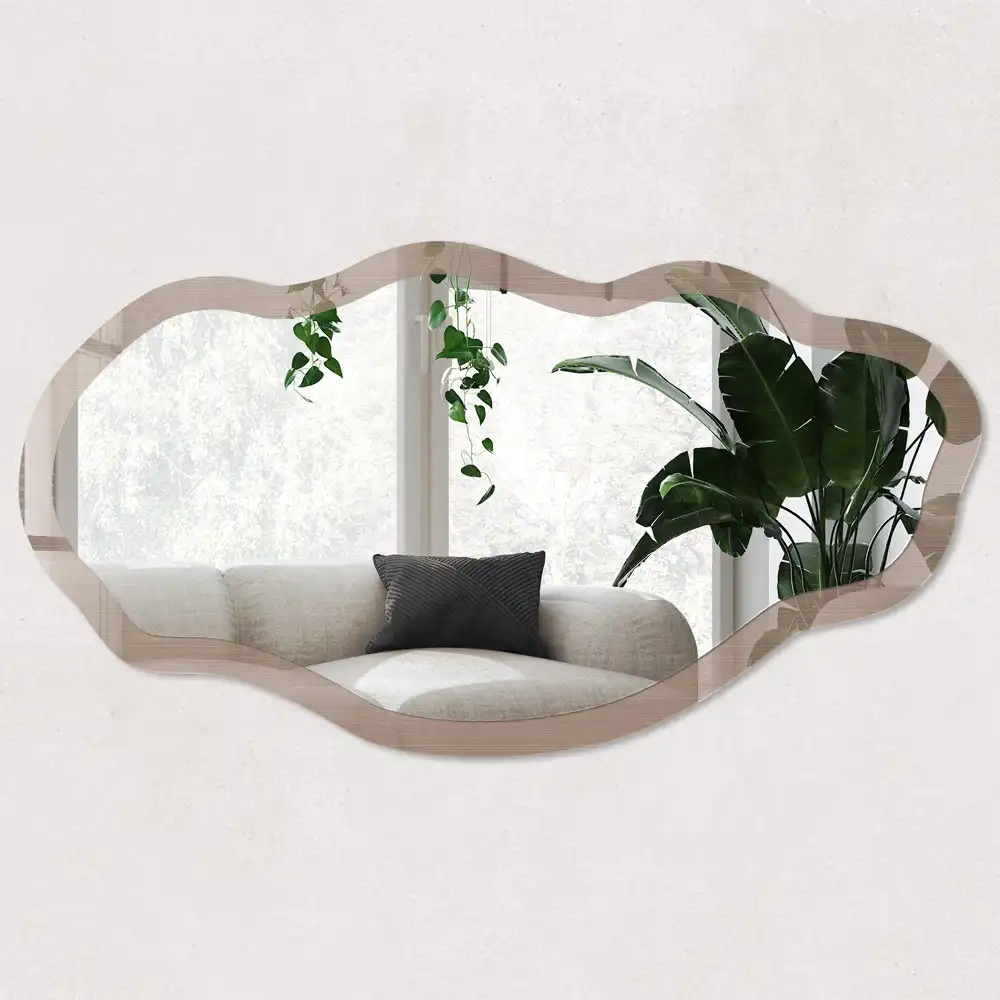 Miroir irrégulier avec impression effet bois