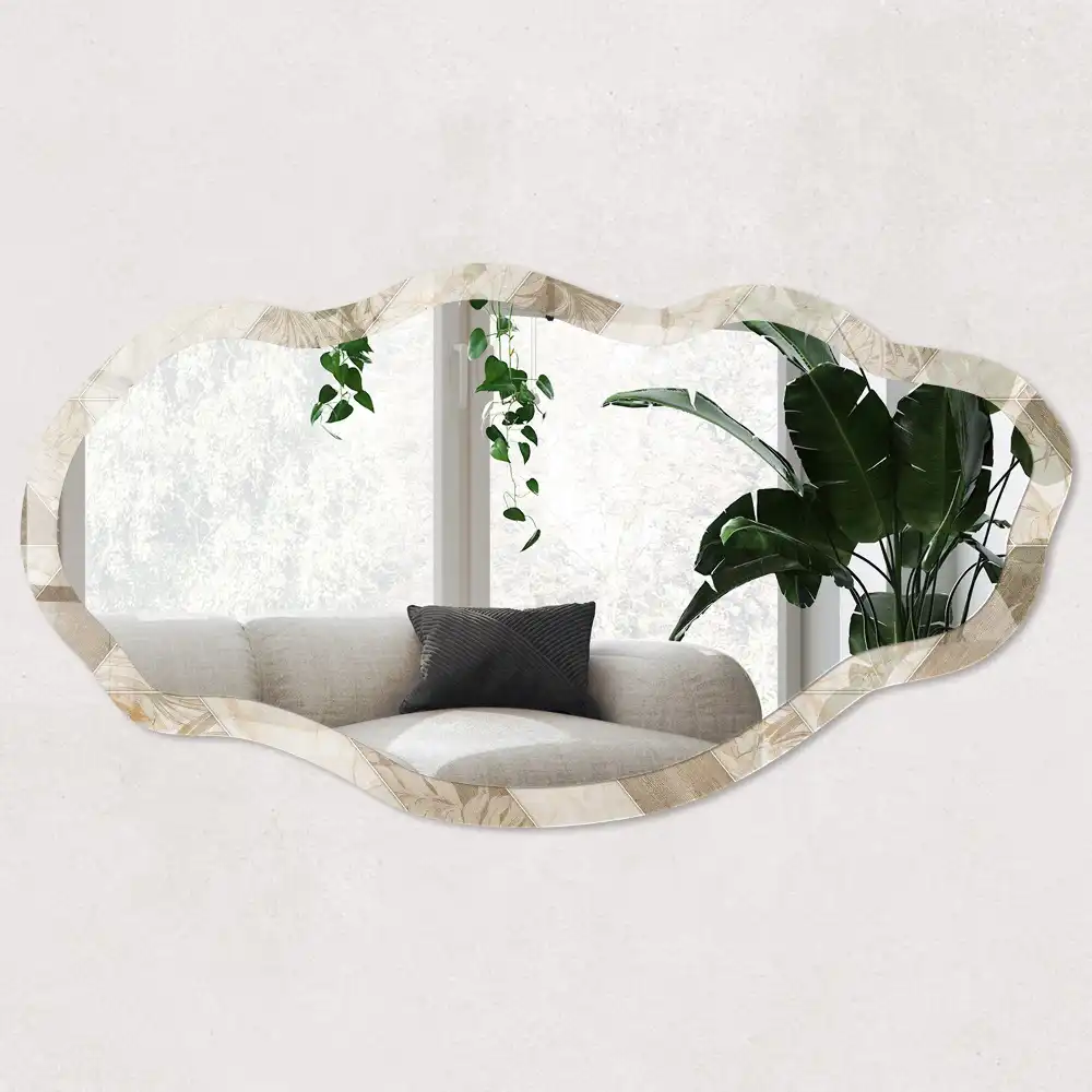 Miroir irrégulier à motif de feuilles en chevron
