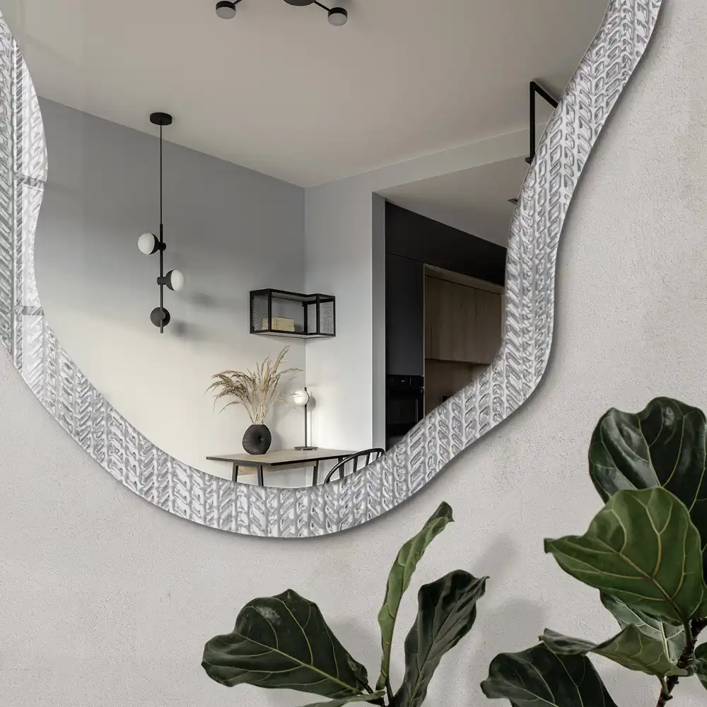 Miroir décoratif irrégulier à motif tressé