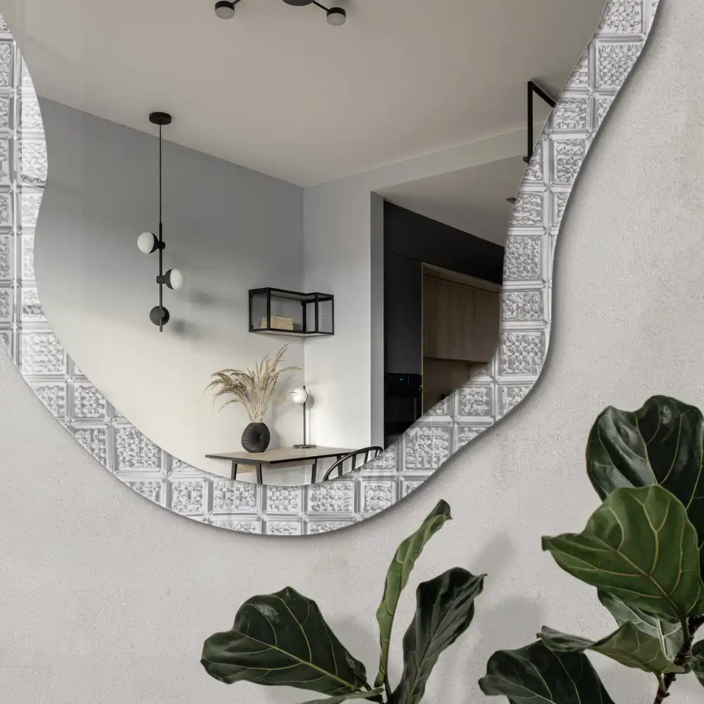 Miroir irrégulier à motif texturé carré