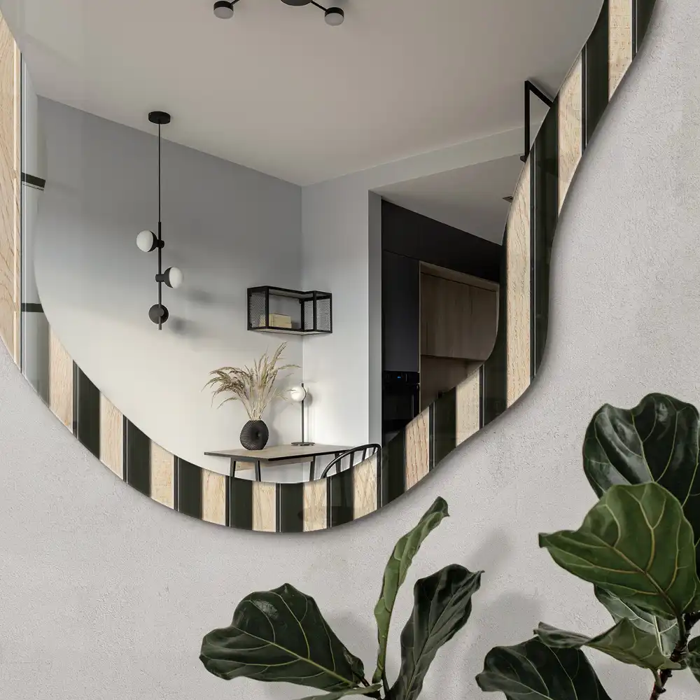 Miroir décoratif irrégulier à motif de tasseaux modernes