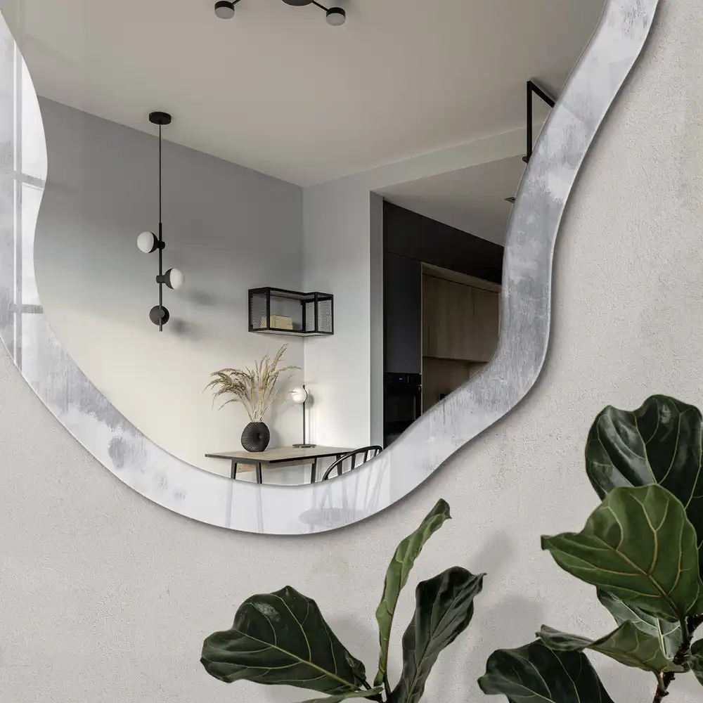 Miroir irrégulier à impression abstraite douce