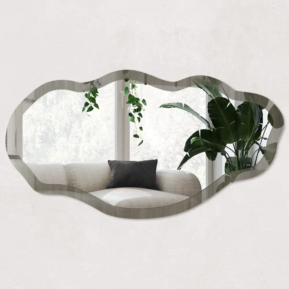 Miroir décoratif irrégulier effet bois