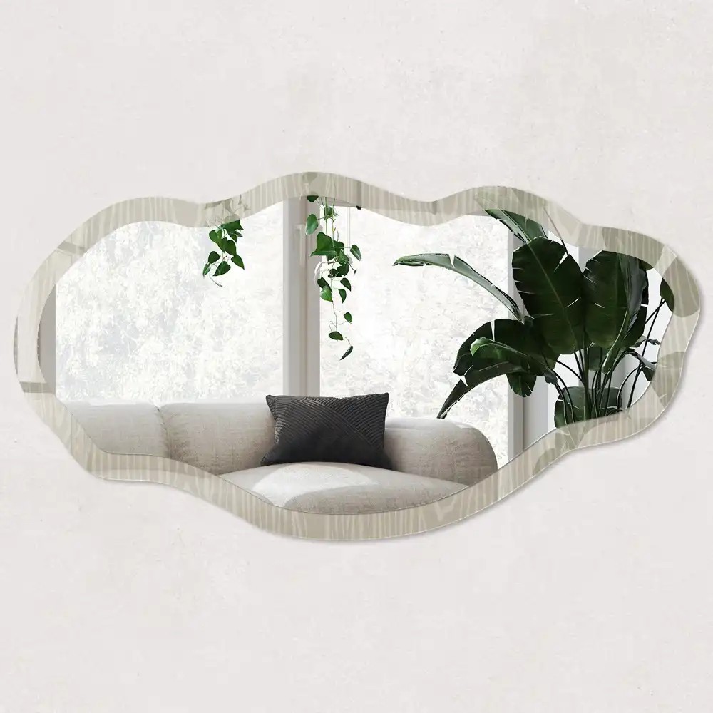 Miroir irrégulier à motif bois