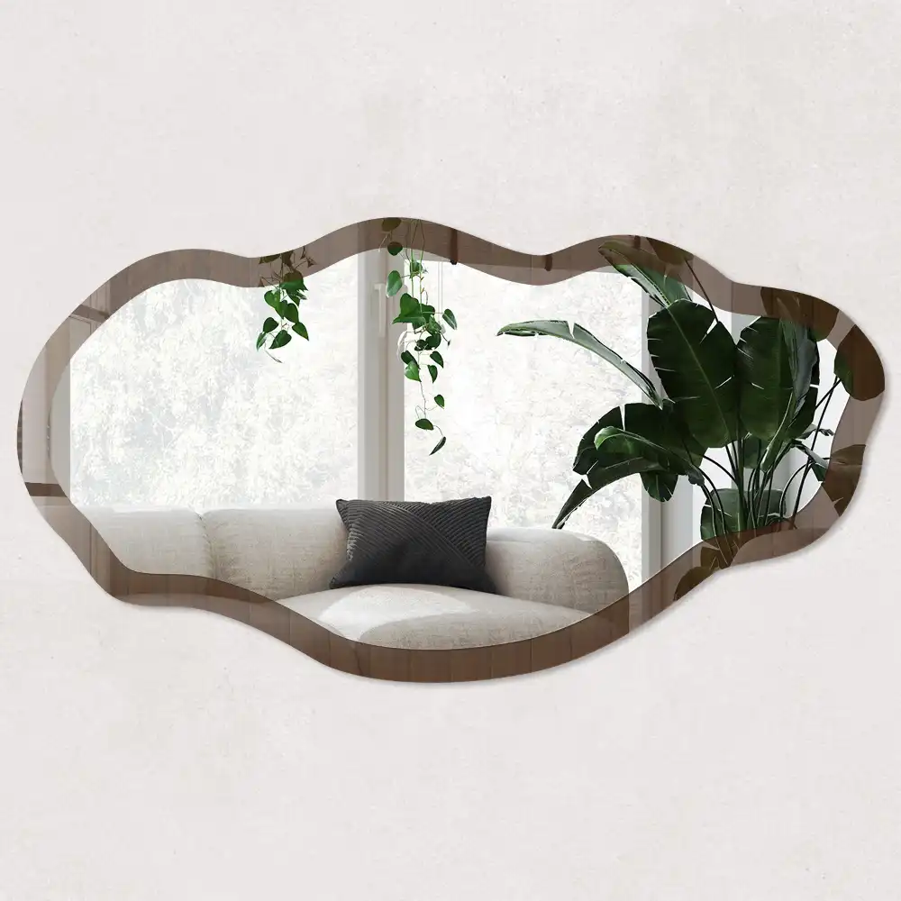Miroir décoratif irrégulier à rayures brunes