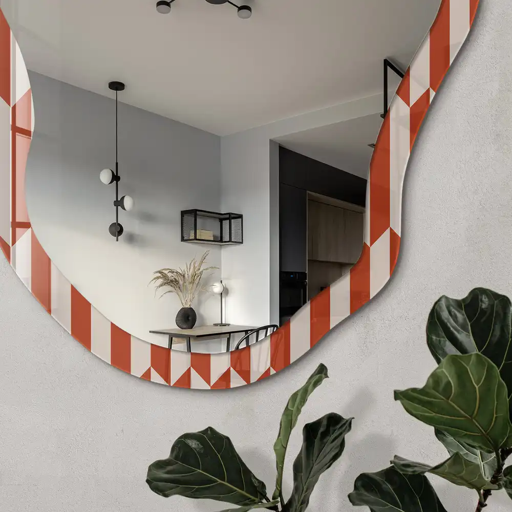 Miroir irrégulier à motif mosaïque géométrique