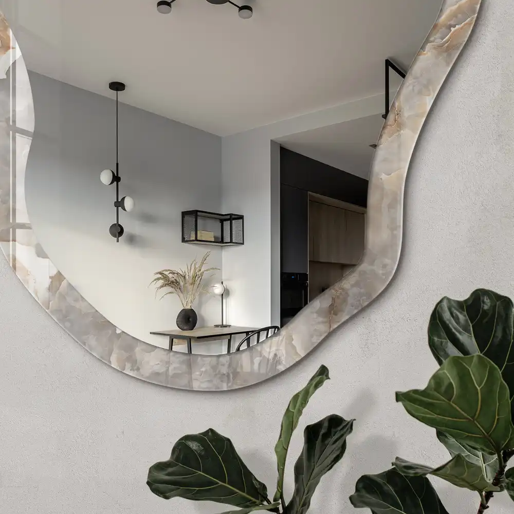 Miroir décoratif irrégulier à motif marbre