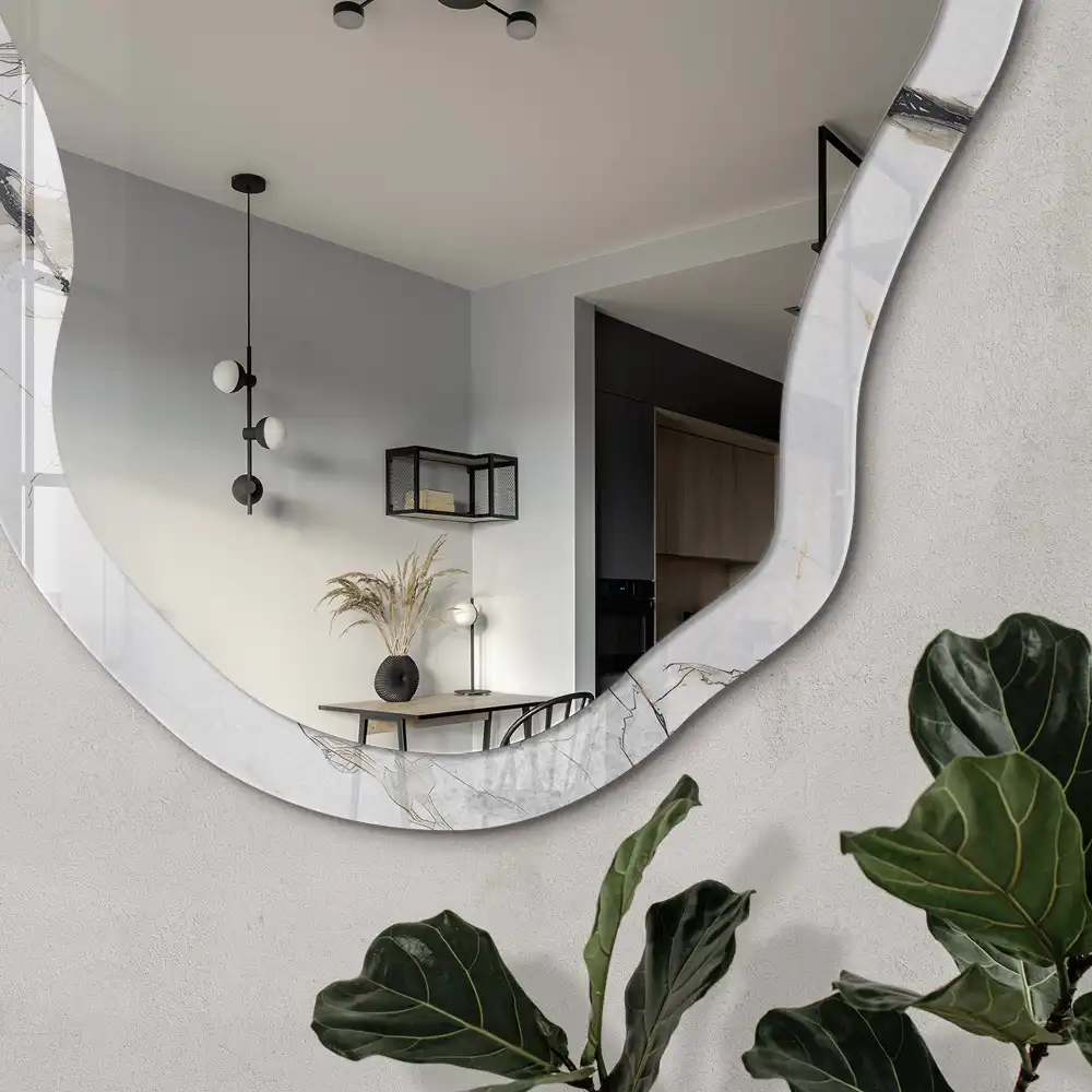 Miroir décoratif irrégulier effet marbre