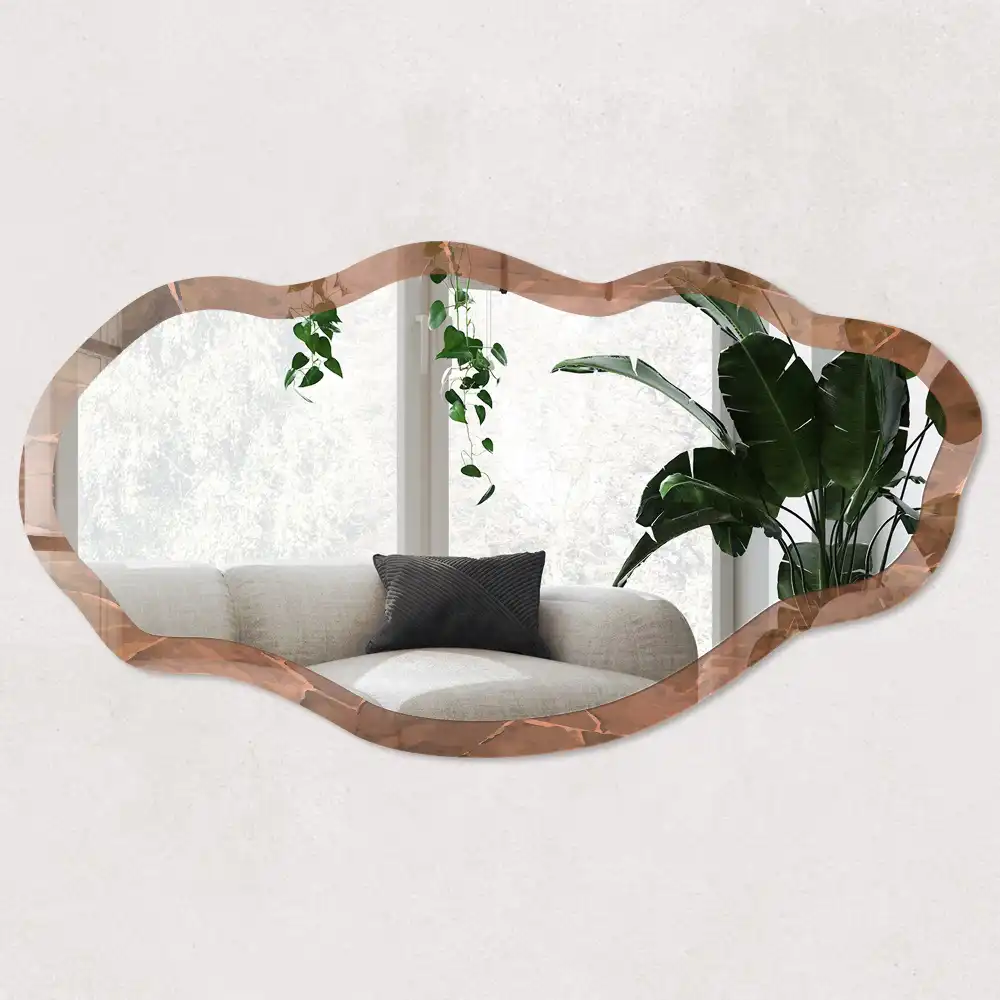 Miroir irrégulier avec impression effet pierre