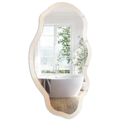Miroir encadré à impression de forme irrégulière silence crème