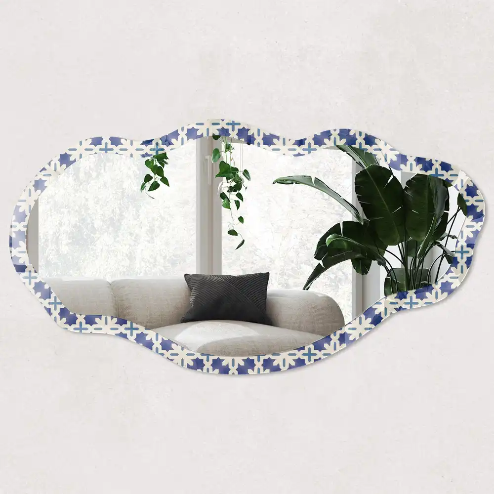 Miroir irrégulier à motif mosaïque crème