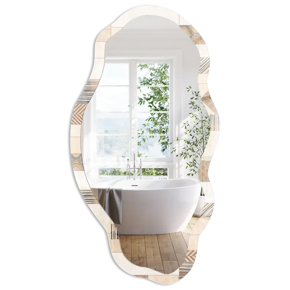 Miroir irrégulier à impression mosaïque ethnique