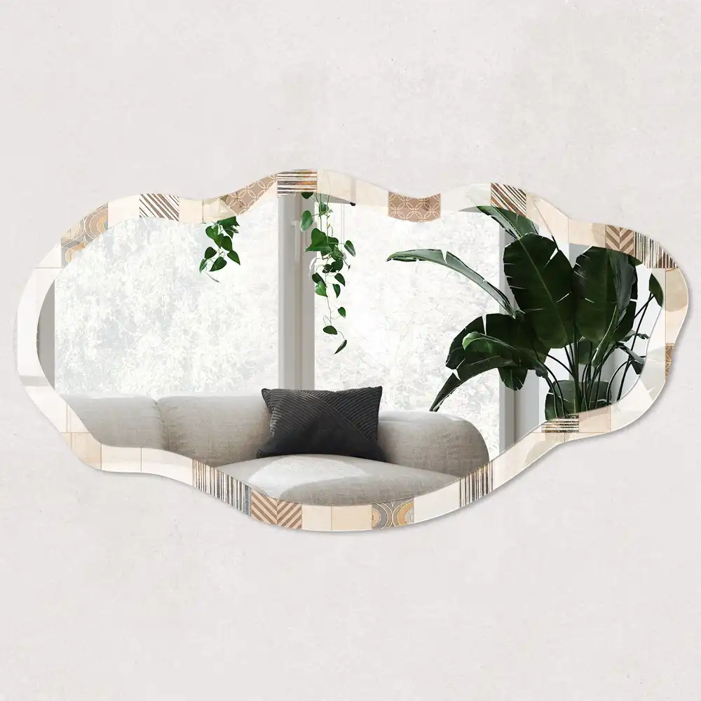 Miroir irrégulier à impression mosaïque ethnique