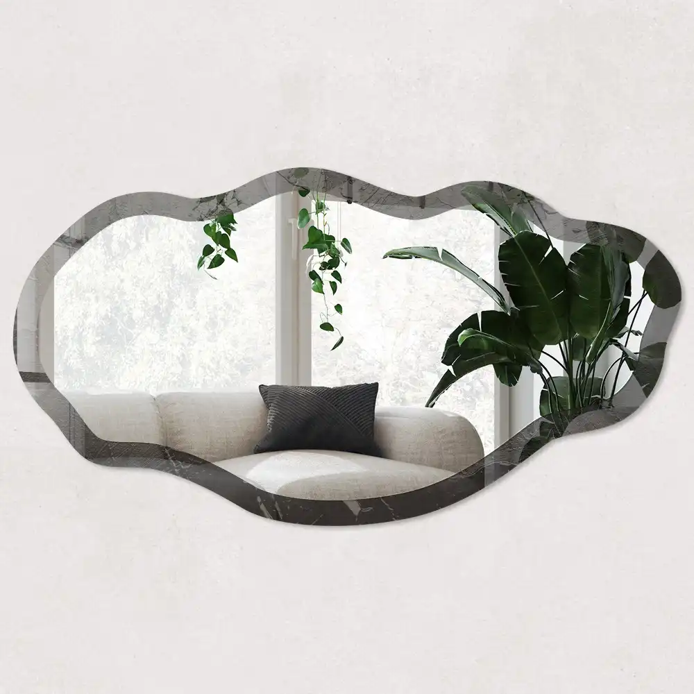 Miroir encadré à impression forme irrégulière noir texturé
