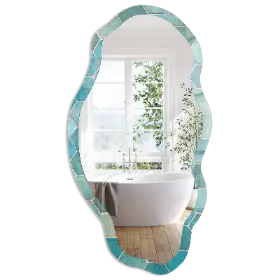 Miroir décoratif irrégulier à impression mosaïque turquoise