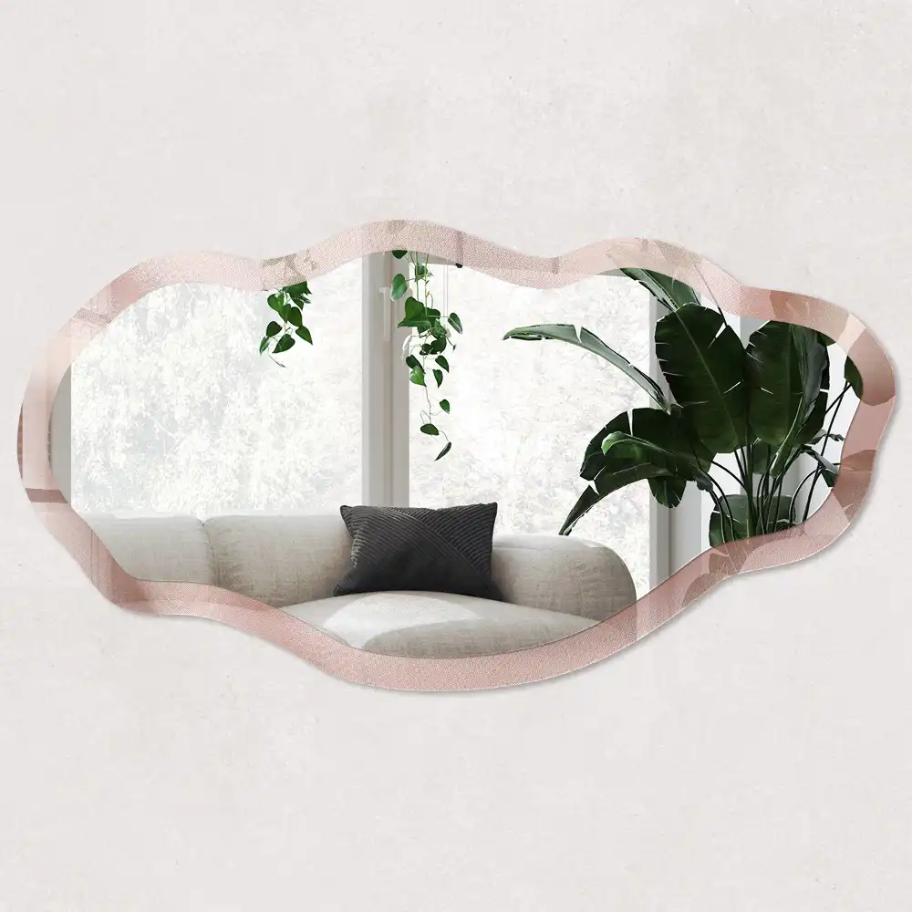 Miroir encadré à impression forme irrégulière finition poudrée
