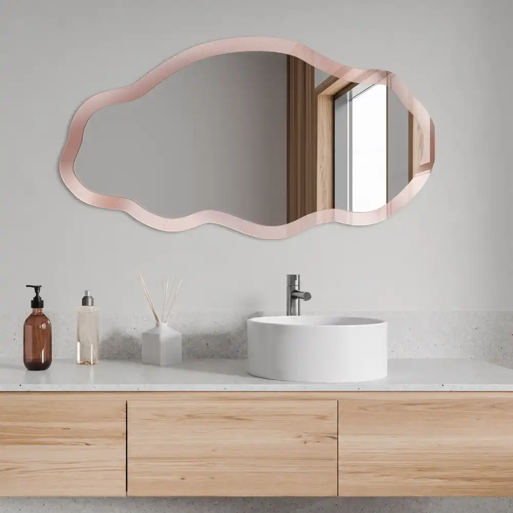 Miroir encadré à impression forme irrégulière finition poudrée