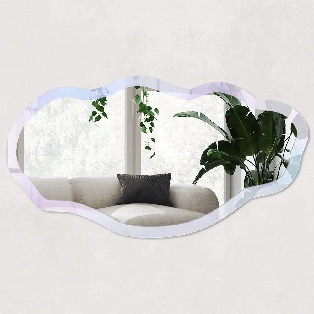 Miroir décoratif irrégulier à impression aquarelle pastel