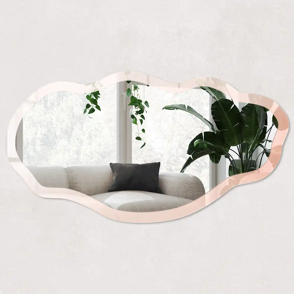 Miroir décoratif irrégulier à impression minimaliste pastel