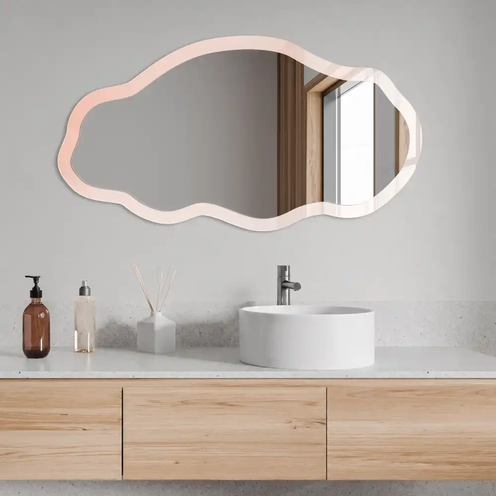 Miroir décoratif irrégulier à impression minimaliste pastel