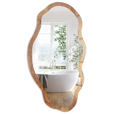 Miroir irrégulier avec impression effet bois