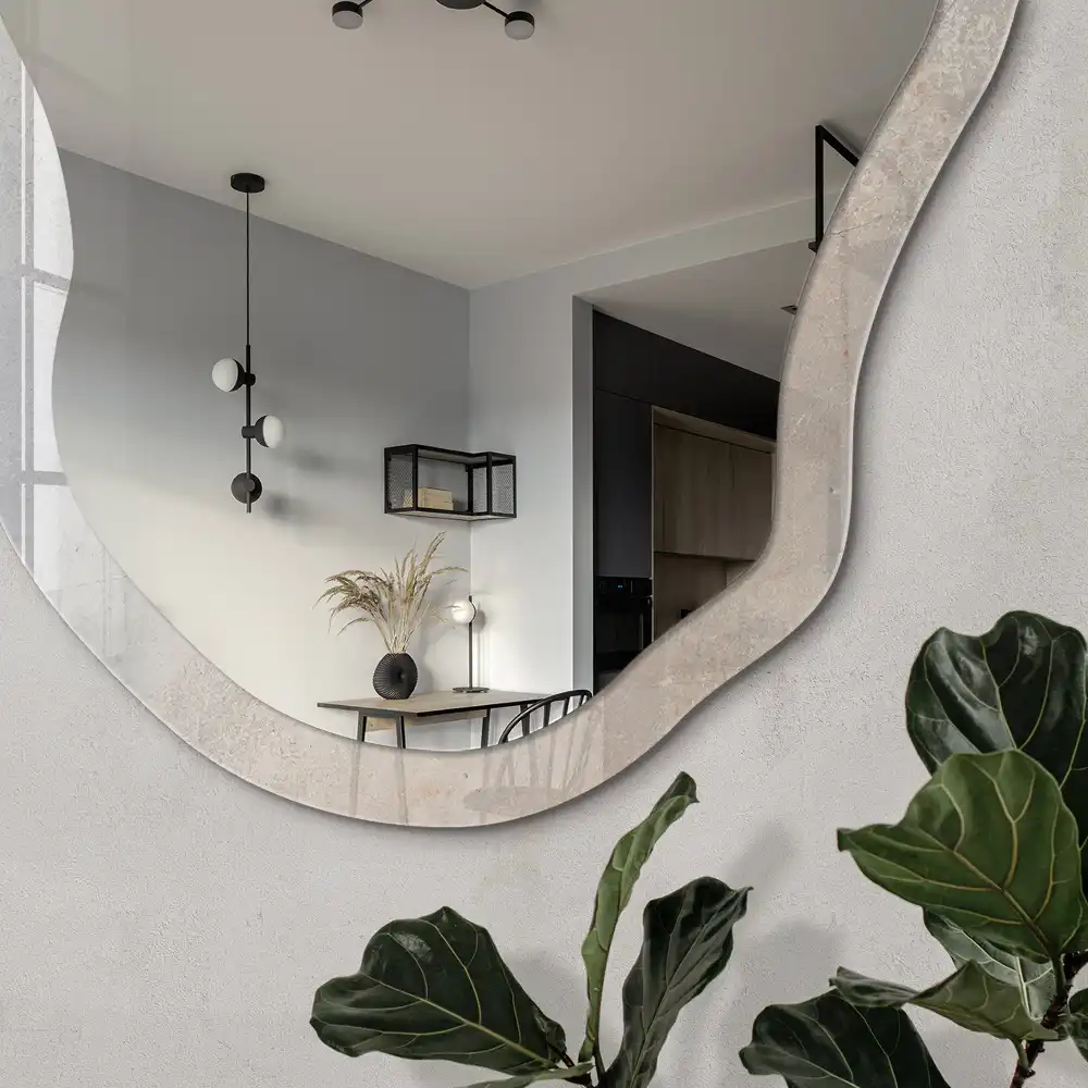 Miroir décoratif irrégulier à impression élégance rustique