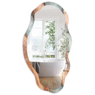 Miroir irrégulier avec impression effet bois
